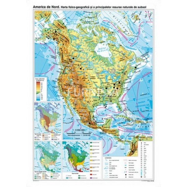 Harta fizica si a resurselor – America de nord