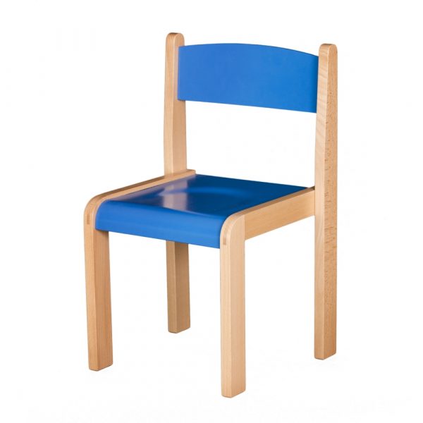 scaun gradinita lemn albastru