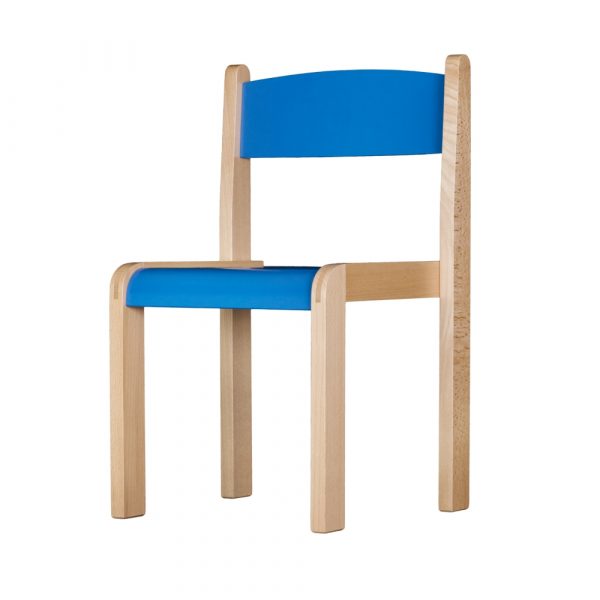scaun gradinita lemn albastru