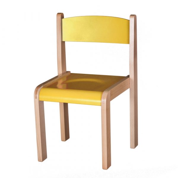scaun gradinita lemn galben