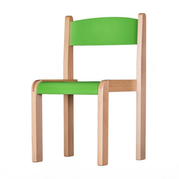 scaun gradinita lemn masiv verde